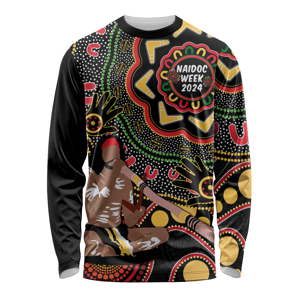 Australia Didgeridoo NAIDOC Week 2024 Long Sleeve Shirt Keep The Fire Burning Blak Loud and Proud