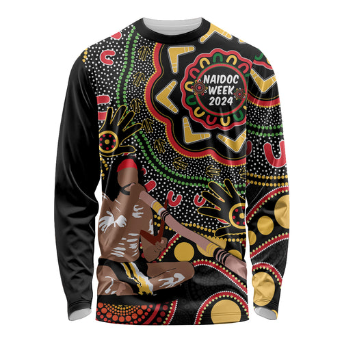 Australia Didgeridoo NAIDOC Week 2024 Long Sleeve Shirt Keep The Fire Burning Blak Loud and Proud