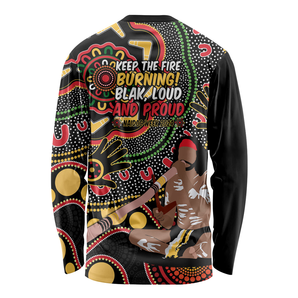 Australia Didgeridoo NAIDOC Week 2024 Long Sleeve Shirt Keep The Fire Burning Blak Loud and Proud