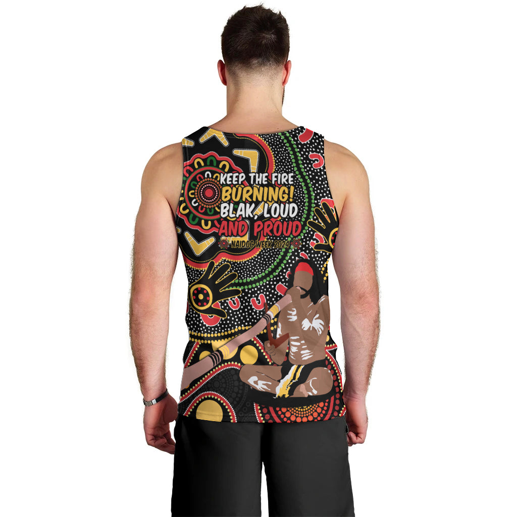 Australia Didgeridoo NAIDOC Week 2024 Men Tank Top Keep The Fire Burning Blak Loud and Proud