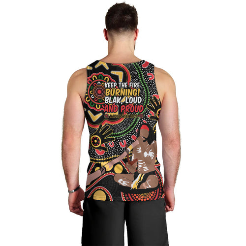 Australia Didgeridoo NAIDOC Week 2024 Men Tank Top Keep The Fire Burning Blak Loud and Proud