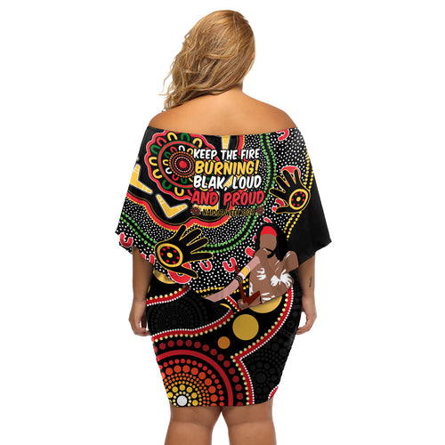 Australia Didgeridoo NAIDOC Week 2024 Off Shoulder Short Dress Keep The Fire Burning Blak Loud and Proud