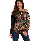 Australia Didgeridoo NAIDOC Week 2024 Off Shoulder Sweater Keep The Fire Burning Blak Loud and Proud