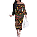 Australia Didgeridoo NAIDOC Week 2024 Off The Shoulder Long Sleeve Dress Keep The Fire Burning Blak Loud and Proud