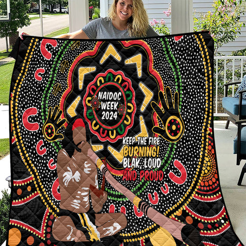 Australia Didgeridoo NAIDOC Week 2024 Quilt Keep The Fire Burning Blak Loud and Proud