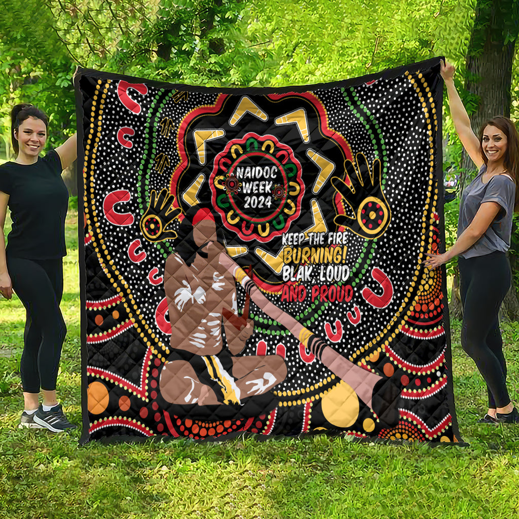 Australia Didgeridoo NAIDOC Week 2024 Quilt Keep The Fire Burning Blak Loud and Proud