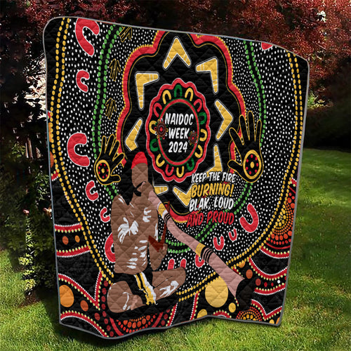 Australia Didgeridoo NAIDOC Week 2024 Quilt Keep The Fire Burning Blak Loud and Proud