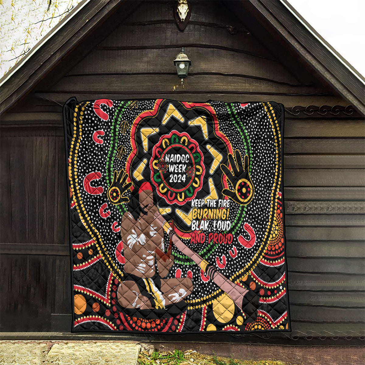 Australia Didgeridoo NAIDOC Week 2024 Quilt Keep The Fire Burning Blak Loud and Proud