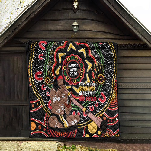 Australia Didgeridoo NAIDOC Week 2024 Quilt Keep The Fire Burning Blak Loud and Proud