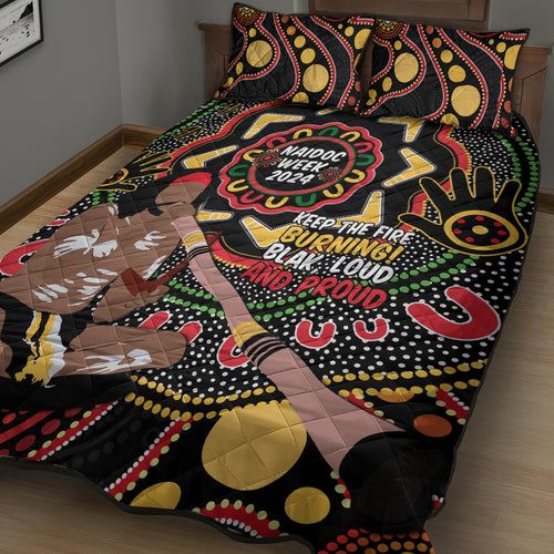 Australia Didgeridoo NAIDOC Week 2024 Quilt Bed Set Keep The Fire Burning Blak Loud and Proud