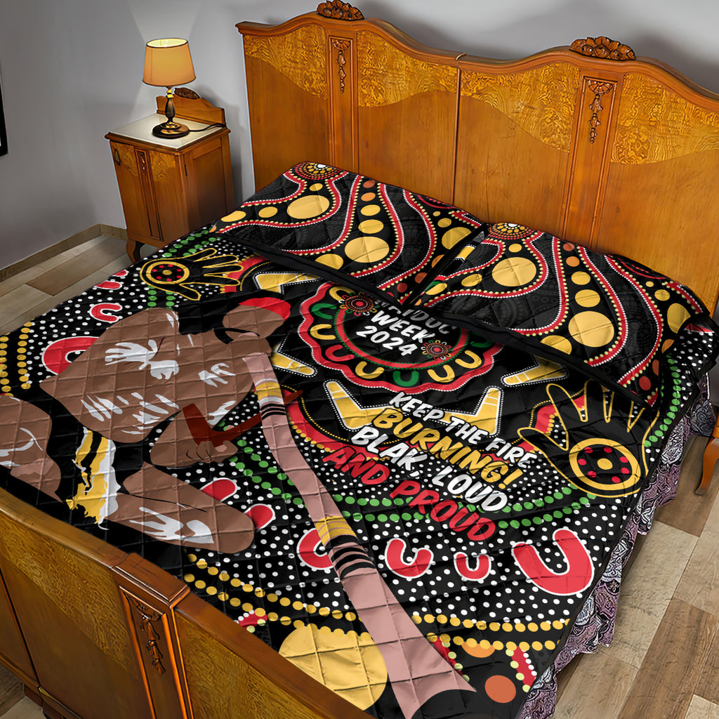 Australia Didgeridoo NAIDOC Week 2024 Quilt Bed Set Keep The Fire Burning Blak Loud and Proud