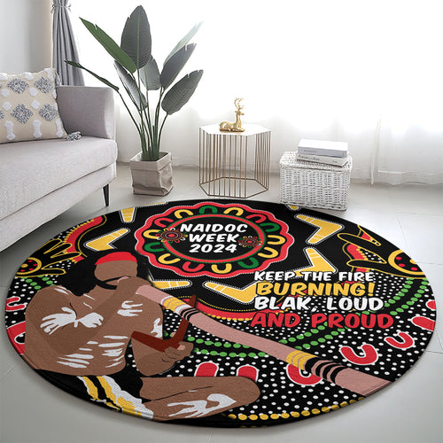 Australia Didgeridoo NAIDOC Week 2024 Round Carpet Keep The Fire Burning Blak Loud and Proud