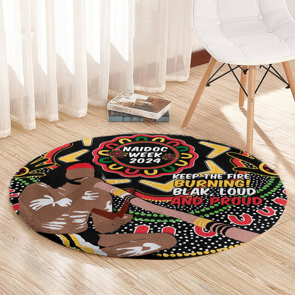 Australia Didgeridoo NAIDOC Week 2024 Round Carpet Keep The Fire Burning Blak Loud and Proud