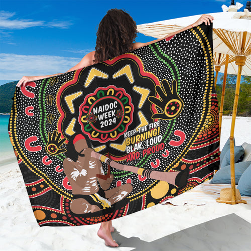 Australia Didgeridoo NAIDOC Week 2024 Sarong Keep The Fire Burning Blak Loud and Proud