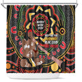 Australia Didgeridoo NAIDOC Week 2024 Shower Curtain Keep The Fire Burning Blak Loud and Proud