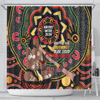 Australia Didgeridoo NAIDOC Week 2024 Shower Curtain Keep The Fire Burning Blak Loud and Proud