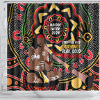 Australia Didgeridoo NAIDOC Week 2024 Shower Curtain Keep The Fire Burning Blak Loud and Proud