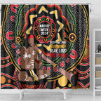 Australia Didgeridoo NAIDOC Week 2024 Shower Curtain Keep The Fire Burning Blak Loud and Proud