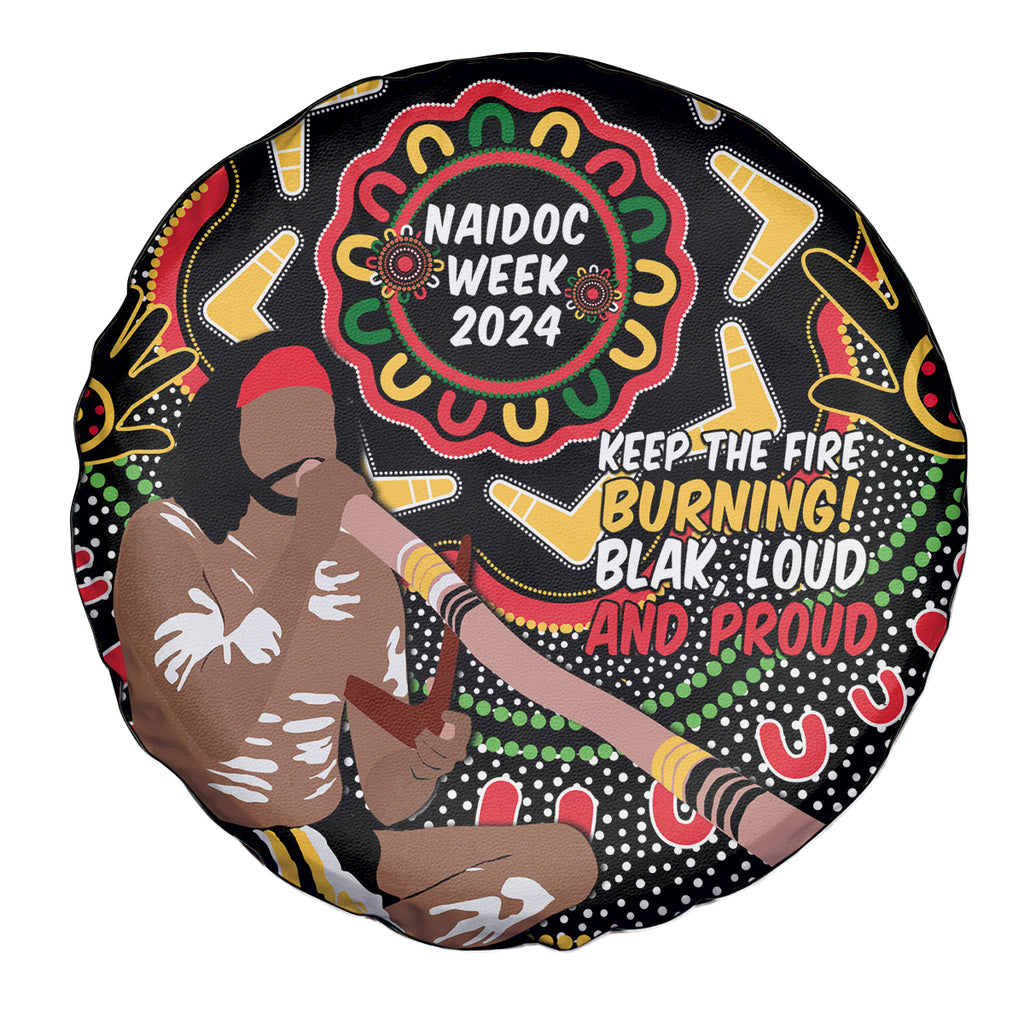 Australia Didgeridoo NAIDOC Week 2024 Spare Tire Cover Keep The Fire Burning Blak Loud and Proud