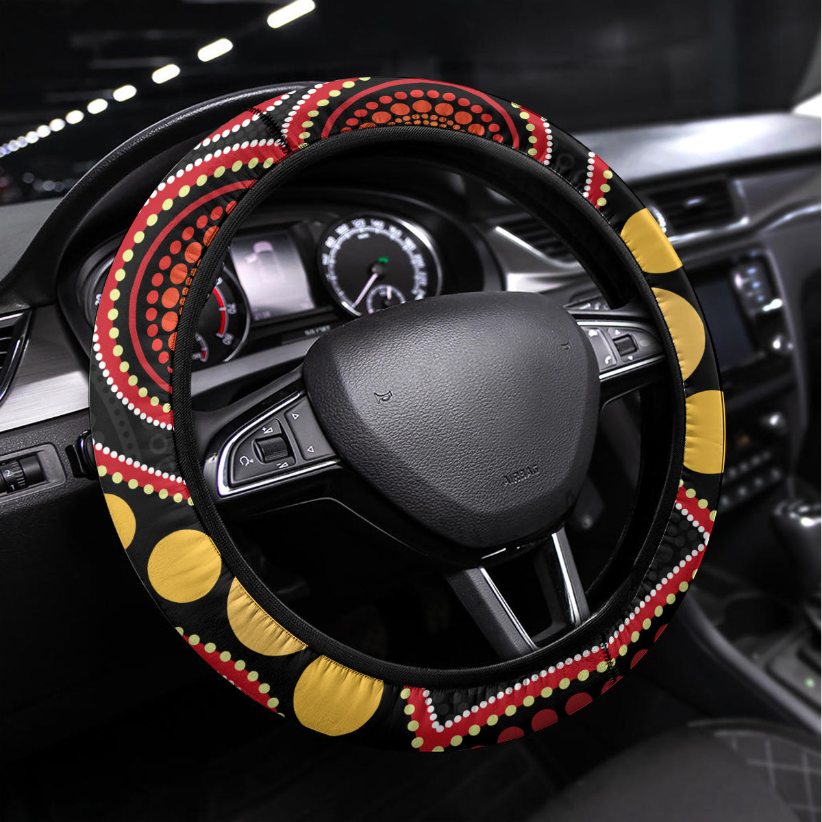 Australia Didgeridoo NAIDOC Week 2024 Steering Wheel Cover Keep The Fire Burning Blak Loud and Proud