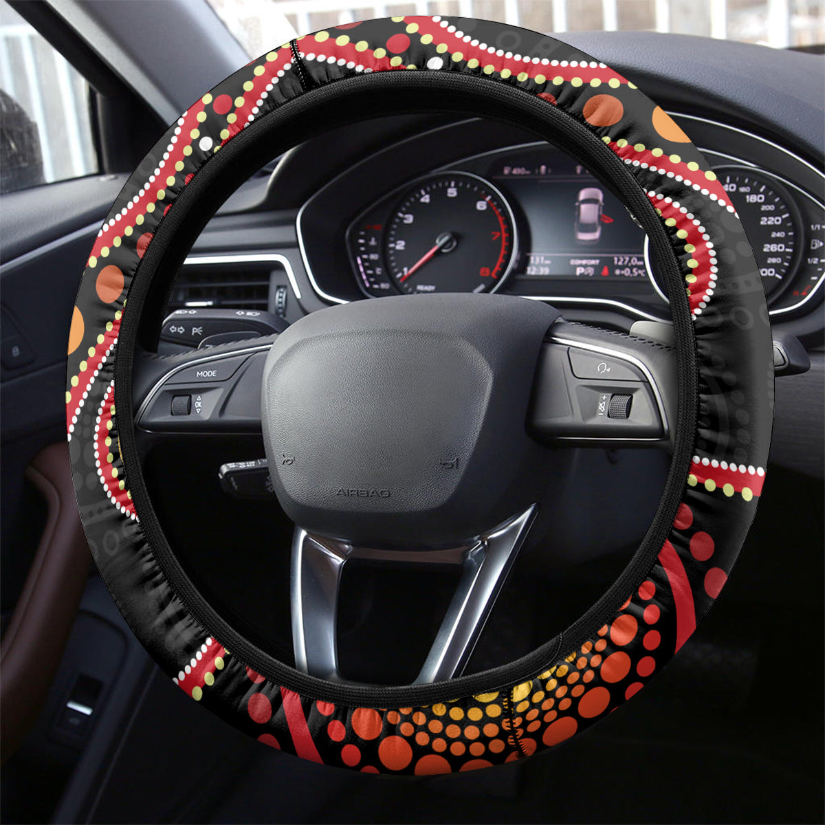 Australia Didgeridoo NAIDOC Week 2024 Steering Wheel Cover Keep The Fire Burning Blak Loud and Proud