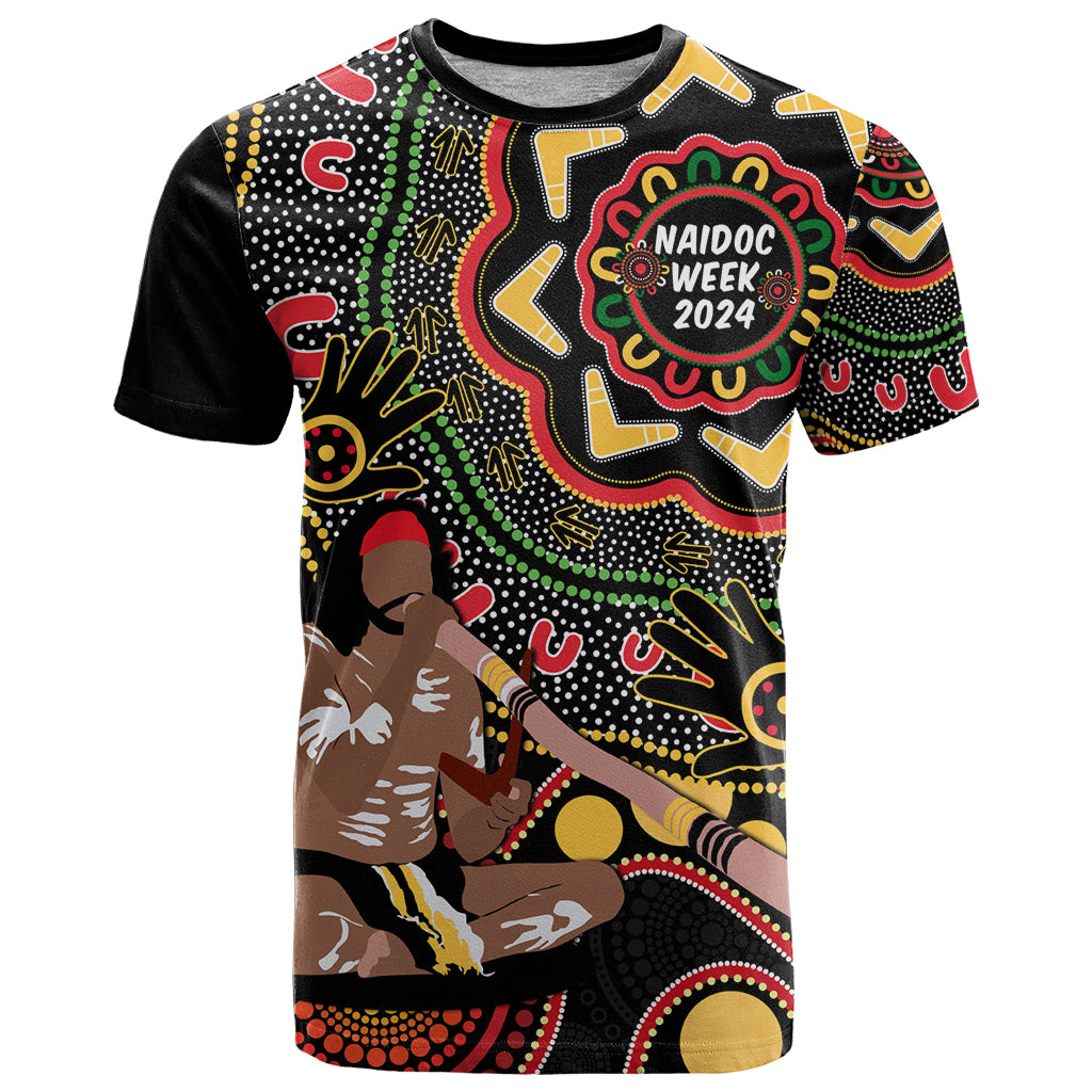 Australia Didgeridoo NAIDOC Week 2024 T Shirt Keep The Fire Burning Blak Loud and Proud