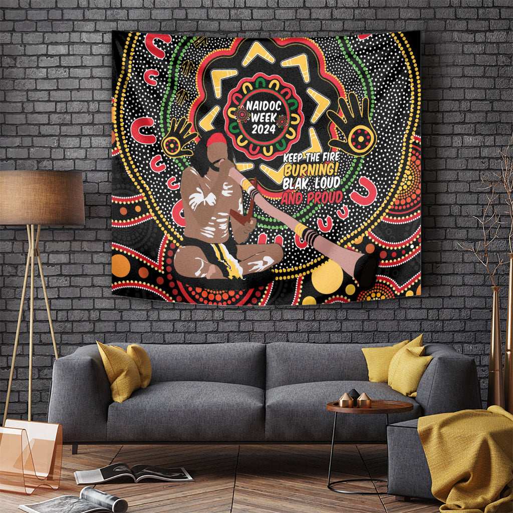 Australia Didgeridoo NAIDOC Week 2024 Tapestry Keep The Fire Burning Blak Loud and Proud