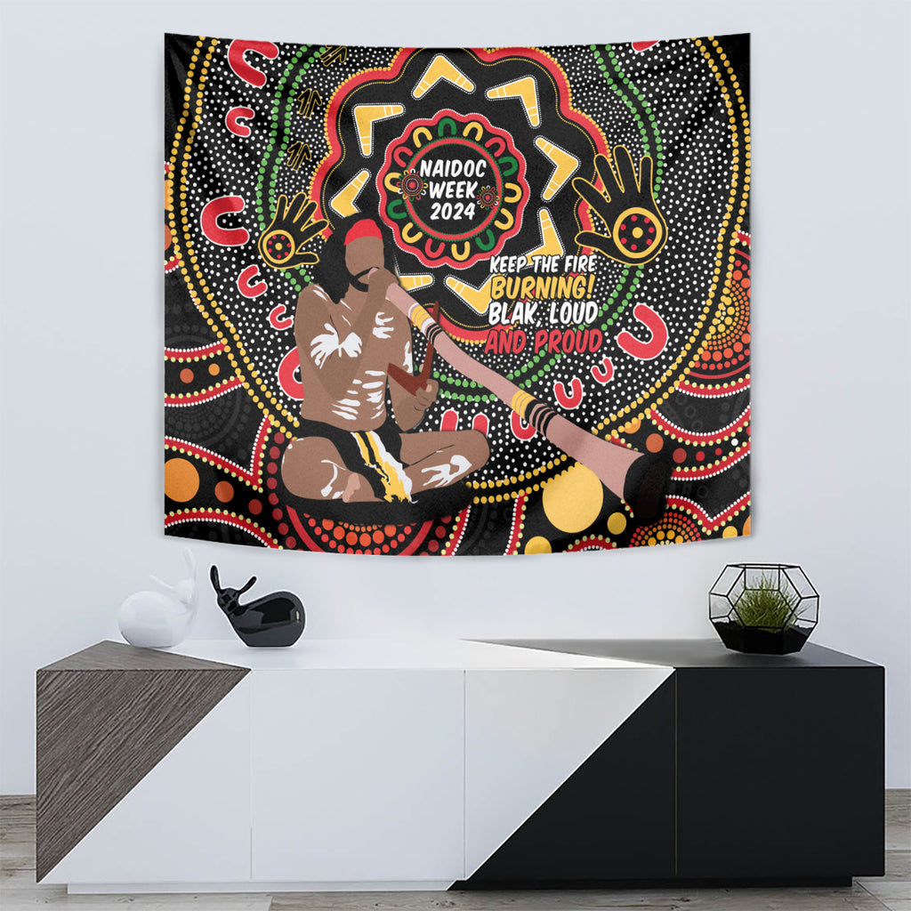 Australia Didgeridoo NAIDOC Week 2024 Tapestry Keep The Fire Burning Blak Loud and Proud