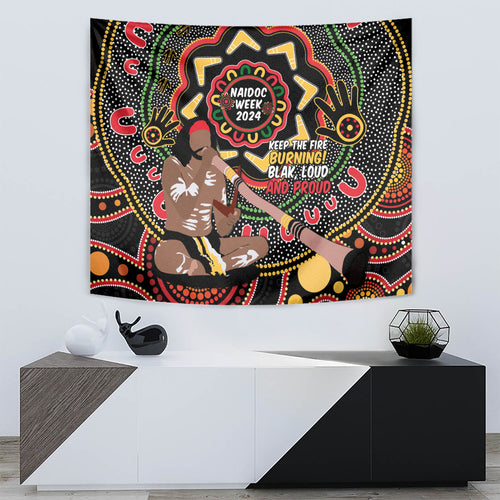 Australia Didgeridoo NAIDOC Week 2024 Tapestry Keep The Fire Burning Blak Loud and Proud