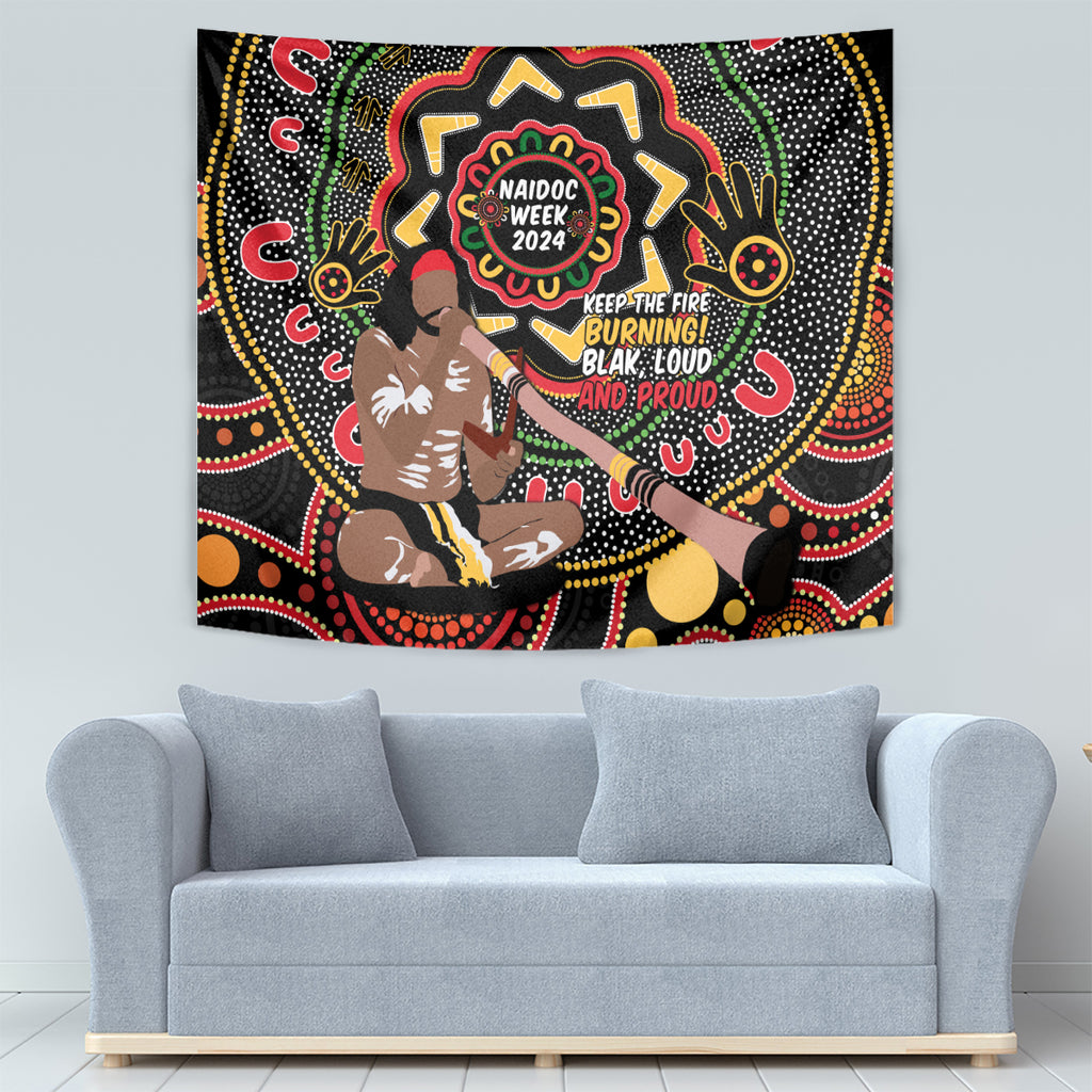 Australia Didgeridoo NAIDOC Week 2024 Tapestry Keep The Fire Burning Blak Loud and Proud