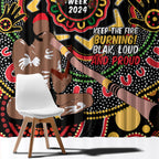 Australia Didgeridoo NAIDOC Week 2024 Window Curtain Keep The Fire Burning Blak Loud and Proud