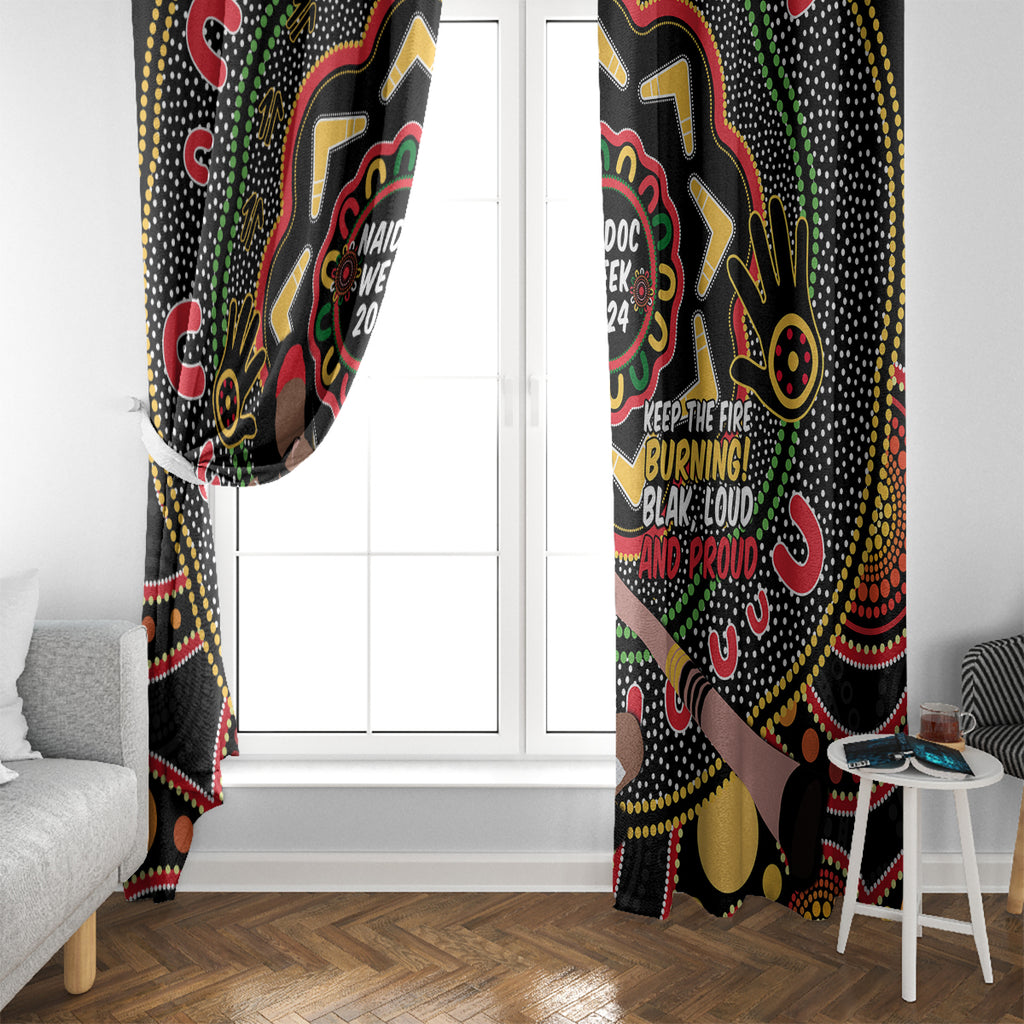 Australia Didgeridoo NAIDOC Week 2024 Window Curtain Keep The Fire Burning Blak Loud and Proud