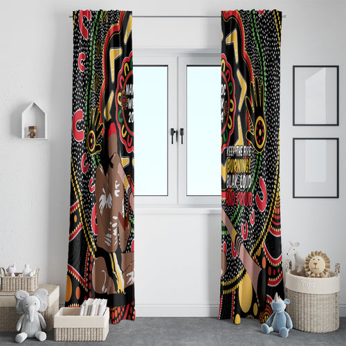Australia Didgeridoo NAIDOC Week 2024 Window Curtain Keep The Fire Burning Blak Loud and Proud