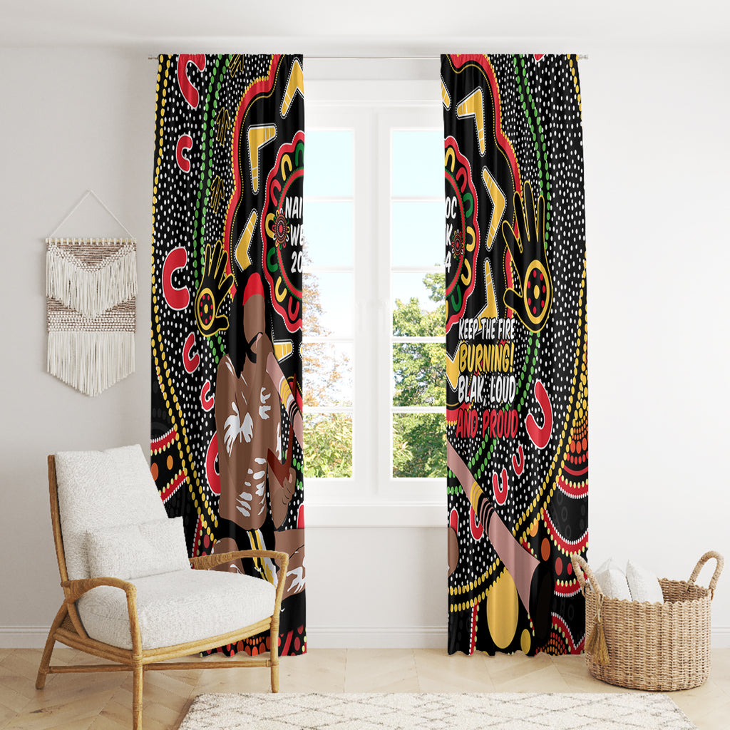 Australia Didgeridoo NAIDOC Week 2024 Window Curtain Keep The Fire Burning Blak Loud and Proud