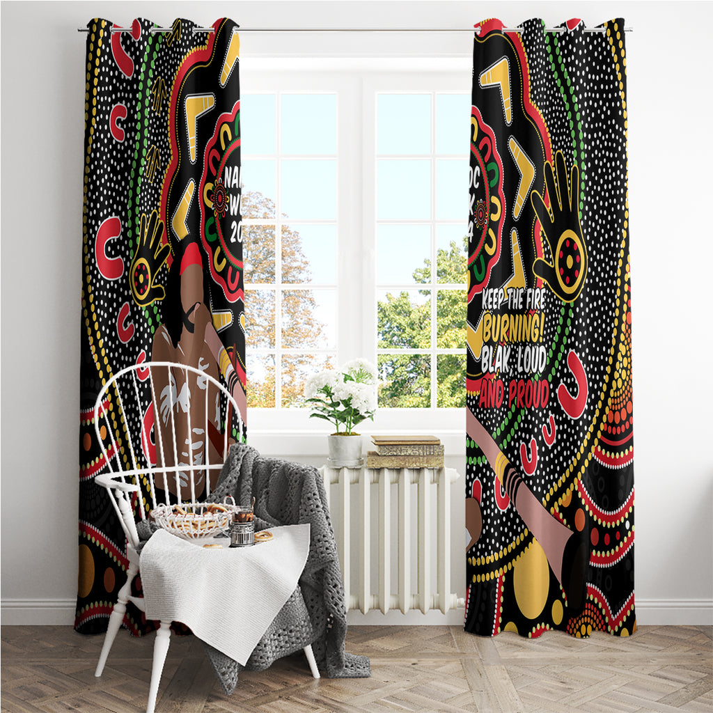 Australia Didgeridoo NAIDOC Week 2024 Window Curtain Keep The Fire Burning Blak Loud and Proud
