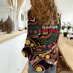 Australia Didgeridoo NAIDOC Week 2024 Women Casual Shirt Keep The Fire Burning Blak Loud and Proud