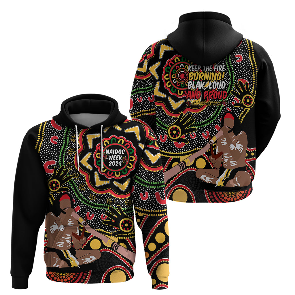 Australia Didgeridoo NAIDOC Week 2024 Zip Hoodie Keep The Fire Burning Blak Loud and Proud