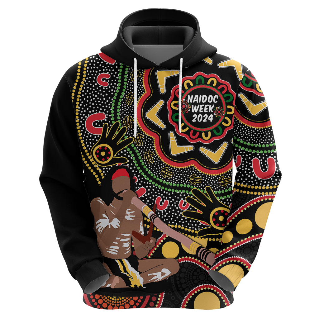 Australia Didgeridoo NAIDOC Week 2024 Zip Hoodie Keep The Fire Burning Blak Loud and Proud
