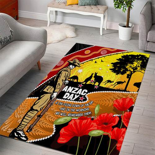 New Zealand And Australia ANZAC Day Area Rug Aboriginal Maori Starring Night Style