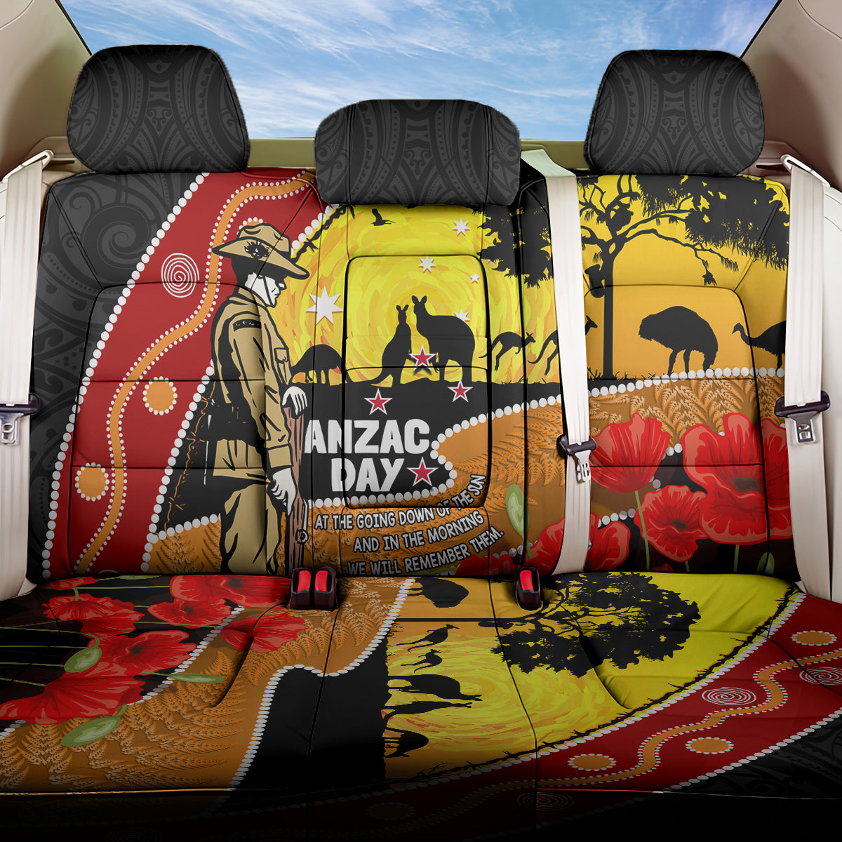New Zealand And Australia ANZAC Day Back Car Seat Cover Aboriginal Maori Starring Night Style