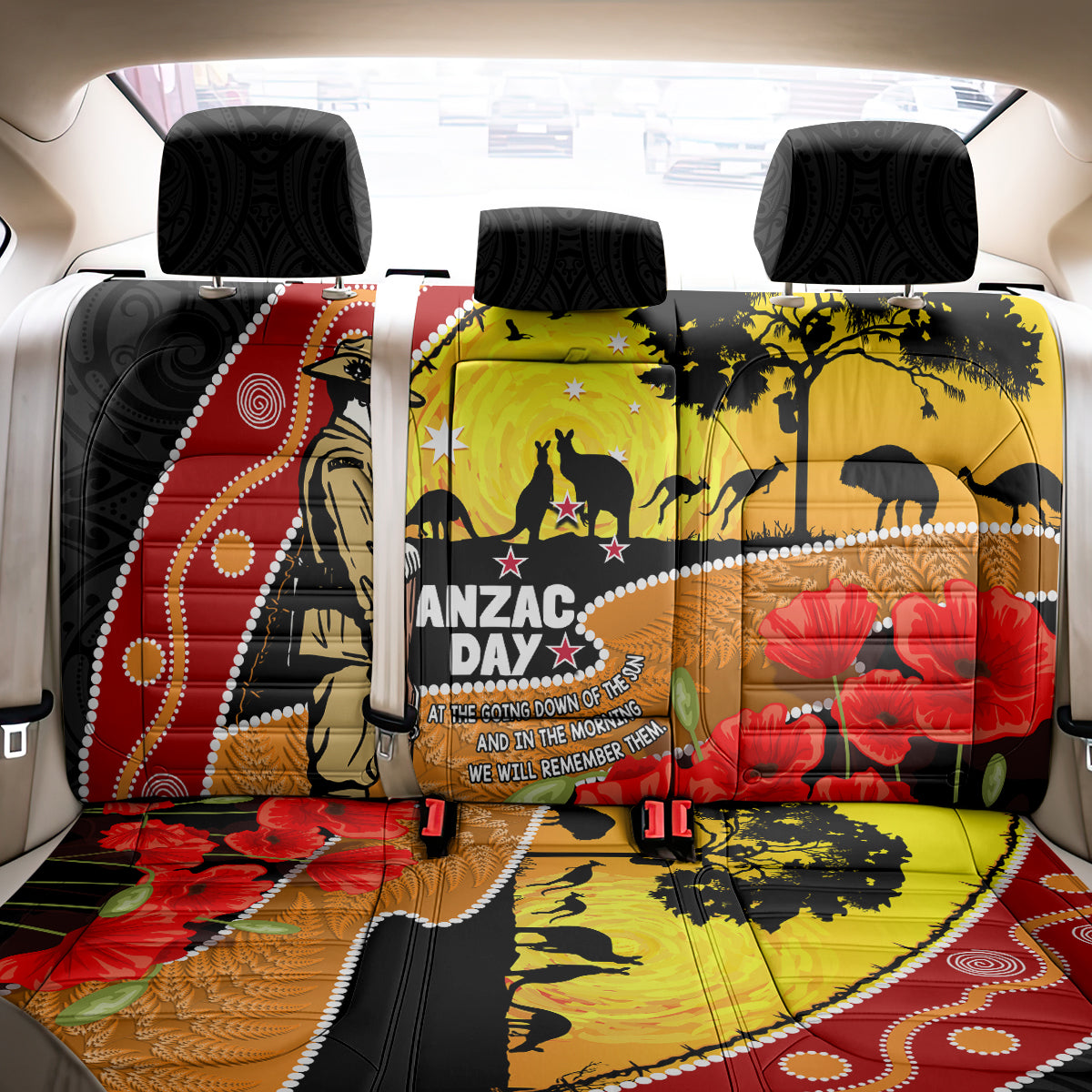 New Zealand And Australia ANZAC Day Back Car Seat Cover Aboriginal Maori Starring Night Style