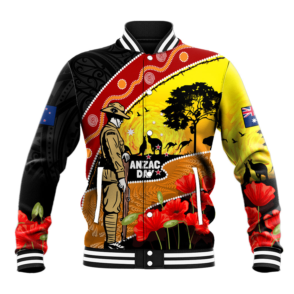 New Zealand And Australia ANZAC Day Baseball Jacket Aboriginal Maori Starring Night Style