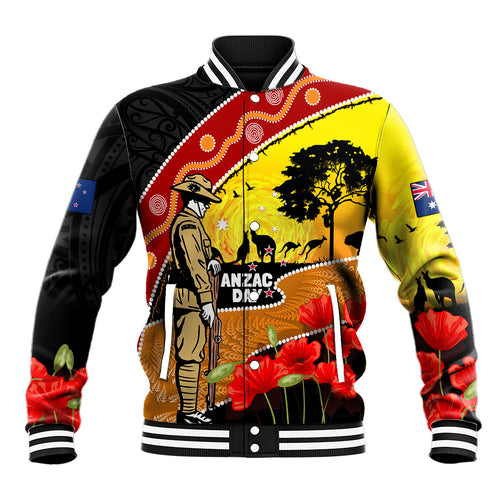 New Zealand And Australia ANZAC Day Baseball Jacket Aboriginal Maori Starring Night Style