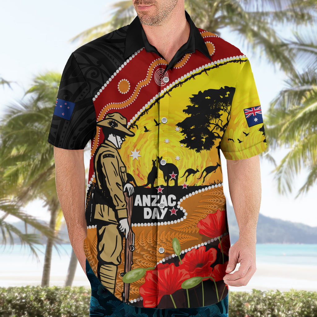 New Zealand And Australia ANZAC Day Hawaiian Shirt Aboriginal Maori Starring Night Style