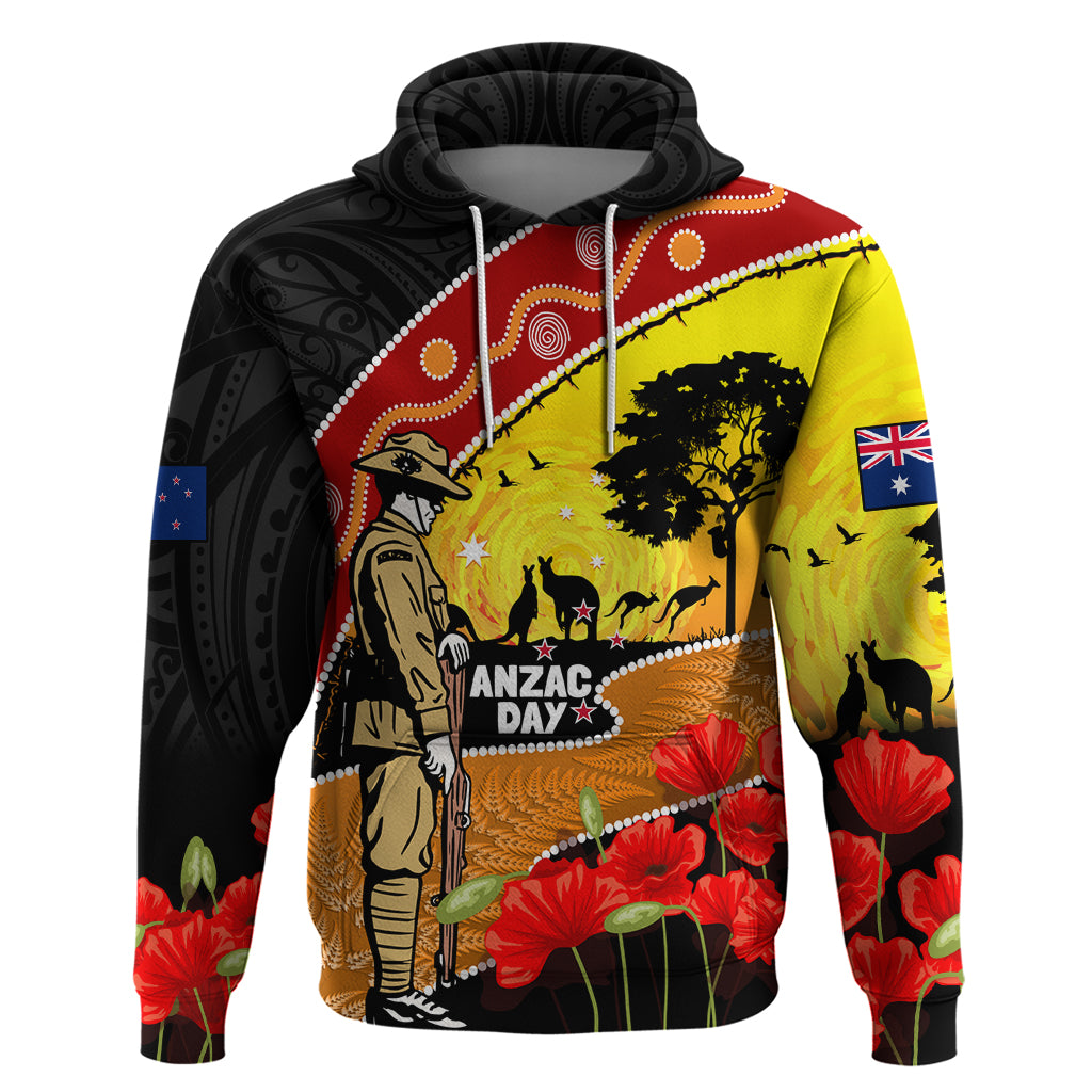New Zealand And Australia ANZAC Day Hoodie Aboriginal Maori Starring Night Style