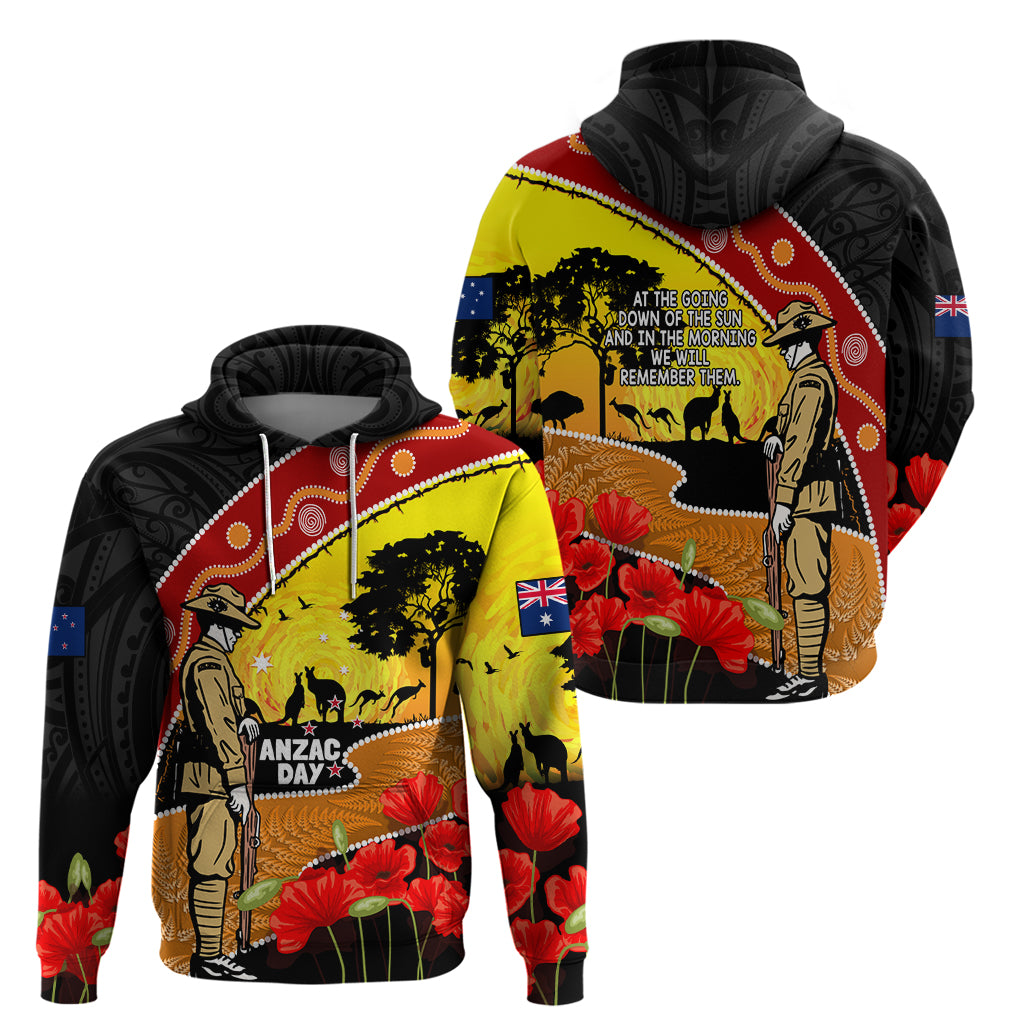 New Zealand And Australia ANZAC Day Hoodie Aboriginal Maori Starring Night Style