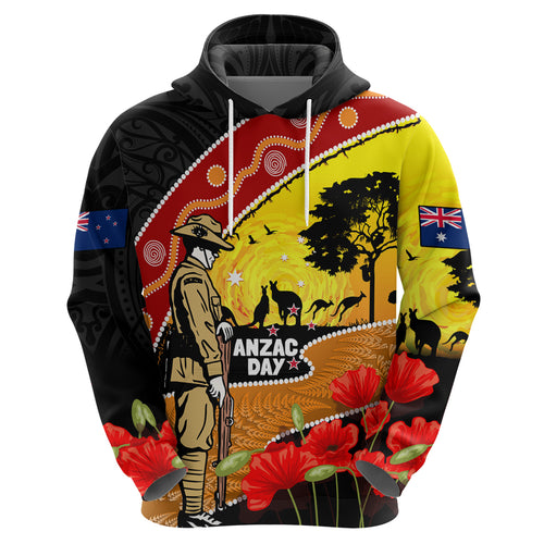 New Zealand And Australia ANZAC Day Hoodie Aboriginal Maori Starring Night Style