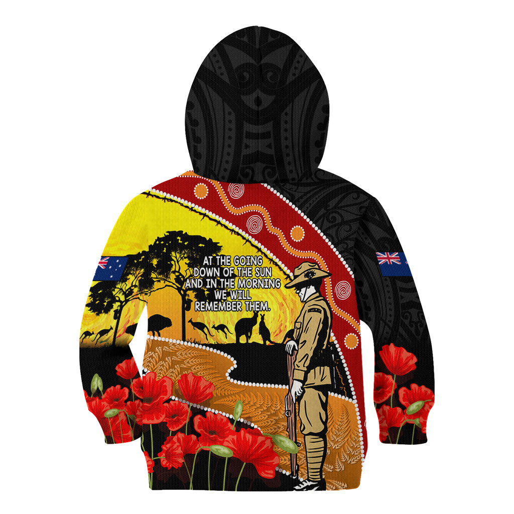 New Zealand And Australia ANZAC Day Kid Hoodie Aboriginal Maori Starring Night Style