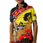 New Zealand And Australia ANZAC Day Kid Polo Shirt Aboriginal Maori Starring Night Style