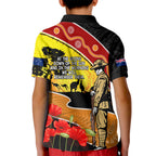 New Zealand And Australia ANZAC Day Kid Polo Shirt Aboriginal Maori Starring Night Style